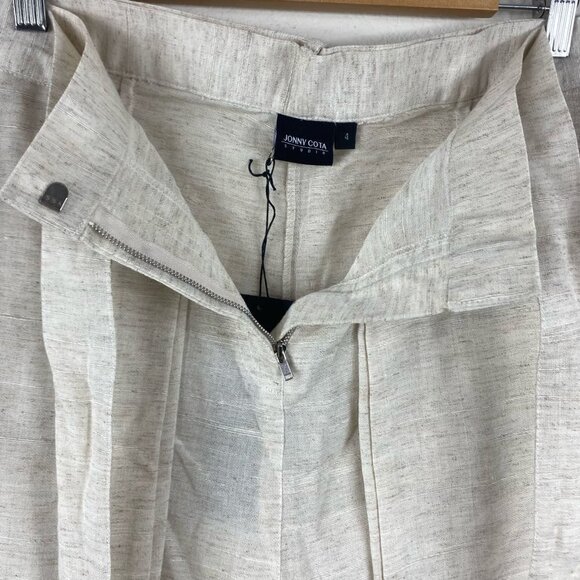 Jonny Cota Studio Women's Linen Wrap Cropped Wide Leg Pants in Natural 4 - Picture 5 of 9